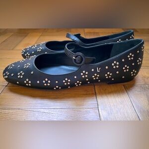 Black ballet flat with silver studs